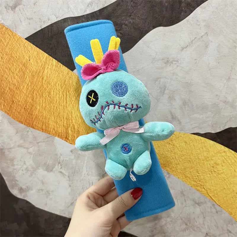 Stitch Angel Men's and Women's Car Seat Belts Cute Kawaii Personalized Creative Cartoon Doll Plush Car Decorative Shoulder Cover