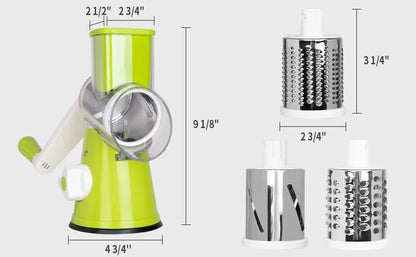 3in1 Vegetable Slicer Multifunctional Rotary Handheld Grater with 3 Sharp Rollers Vegetable Slicer Cheese Shredder Kitchen Tools