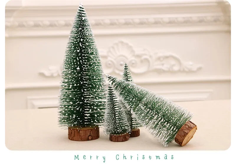 2Pcs Mini Artificial Christmas Tree Crafts Supplies Christmas Party Office Desktop Ornaments Christmas Tree Home Decorations