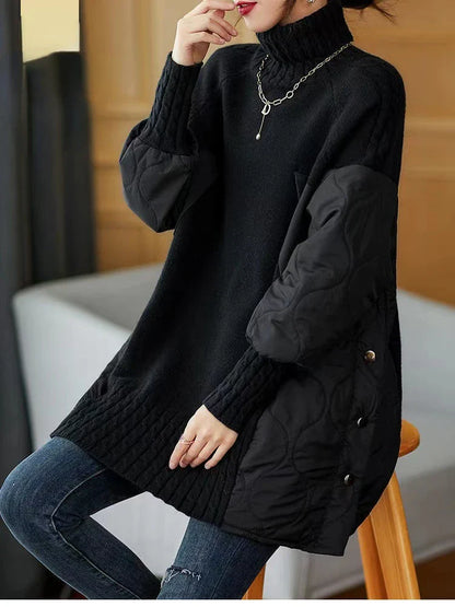 Women's Long Sleeve Turtleneck Sweater Autumn Winter Loose Knitted Sweaters Korean Casual Oversized Ladies Pullover Clothing