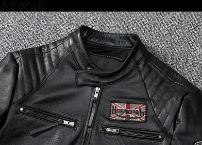 Mens Leather Jacket Autumn Men Clothing Handsome Motorcycle Jackets Two Colors Short Coats Kurtka Męska Skórzana Slim
