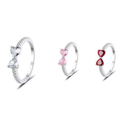 Bague en argent Sterling 925 plaqué rose rouge scintillant, bague en forme de cœur pour femmes, cadeau de fête de mariage, bijoux de saint valentin 2025