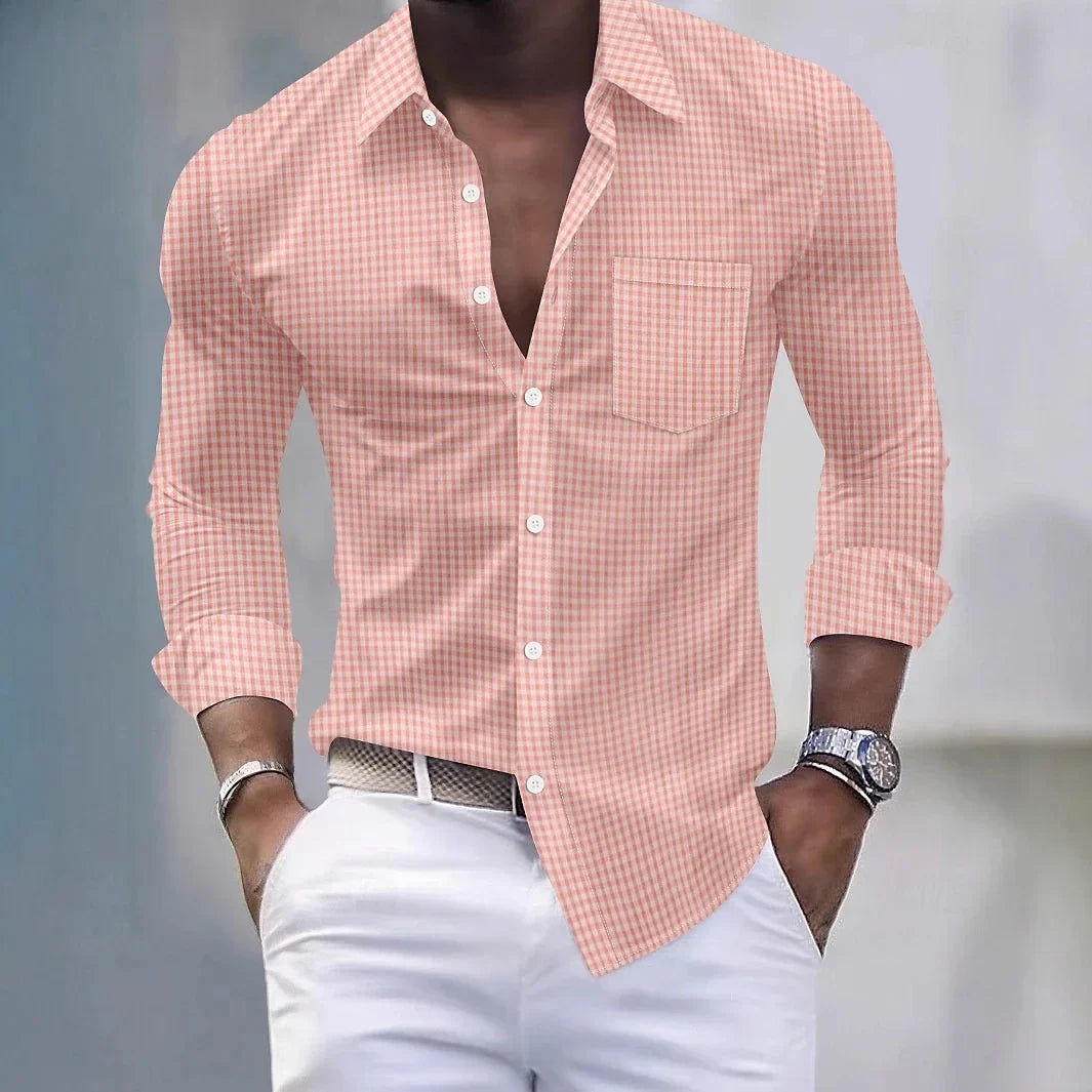 Chemise classique à carreaux pour hommes, manches longues, revers boutonné, business décontracté, rue, confortable, livraison rapide