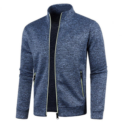 Stand Collar Long Sleeves Pockets Zipper Placket Sweatshirt Coat Men Spring Autumn Solid Color Plus Size Sport Outerwear