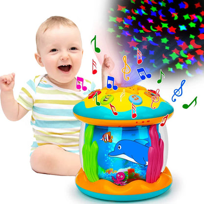 Jouets pour bébés de 1 à 3 ans, Projecteur rotatif Lumière Océan Bébé, Jouets musicaux Montessori Éducatifs sensoriels précoces pour cadeaux de tout-petits