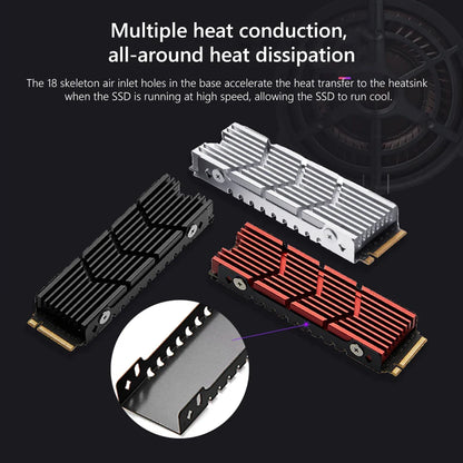 Dissipateur thermique pour SSD NVMe M.2, dissipateur thermique en aluminium pour disque dur M.2 2280 avec pad thermique en silicone pour PC / PS5 SSD PCIE 2280
