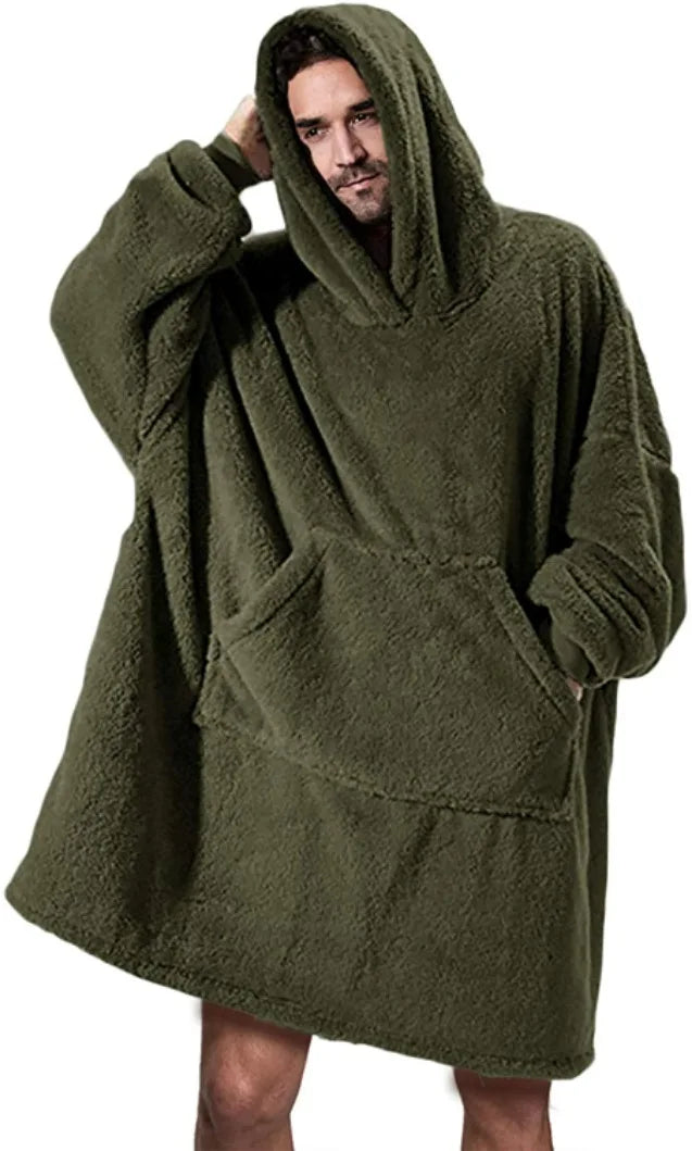Couverture à capuche avec sourire double face pour hommes et femmes, grande poche, robe surdimensionnée, chaud, couple, adt PVD, nouveau, hiver