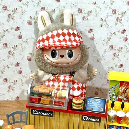 Tenue de travail Vêtements pour poupée Labubu Mode Café Fast-food Frites Hamburgers Tenue Vêtements Accessoires Cosplay