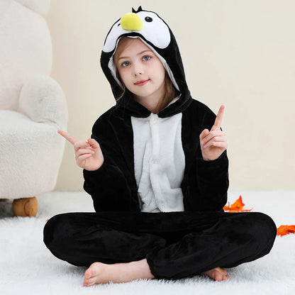 MICHLEY Pyjama grenouillère en flanelle pour Halloween, hiver, avec capuche, pour enfants, déguisement familial, combinaison de nuit, robe de chambre pour garçons et filles