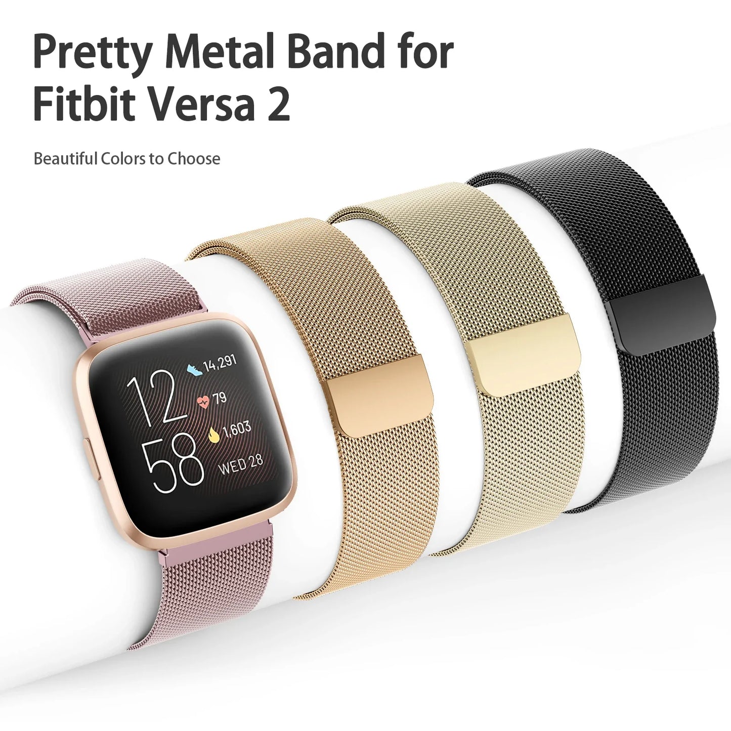 Milanese Strap for Fitbit Versa 1/2/3/4 Band Replacement Wristband Metal Stainless Steel Magnetic Loop Bracelet Accessories