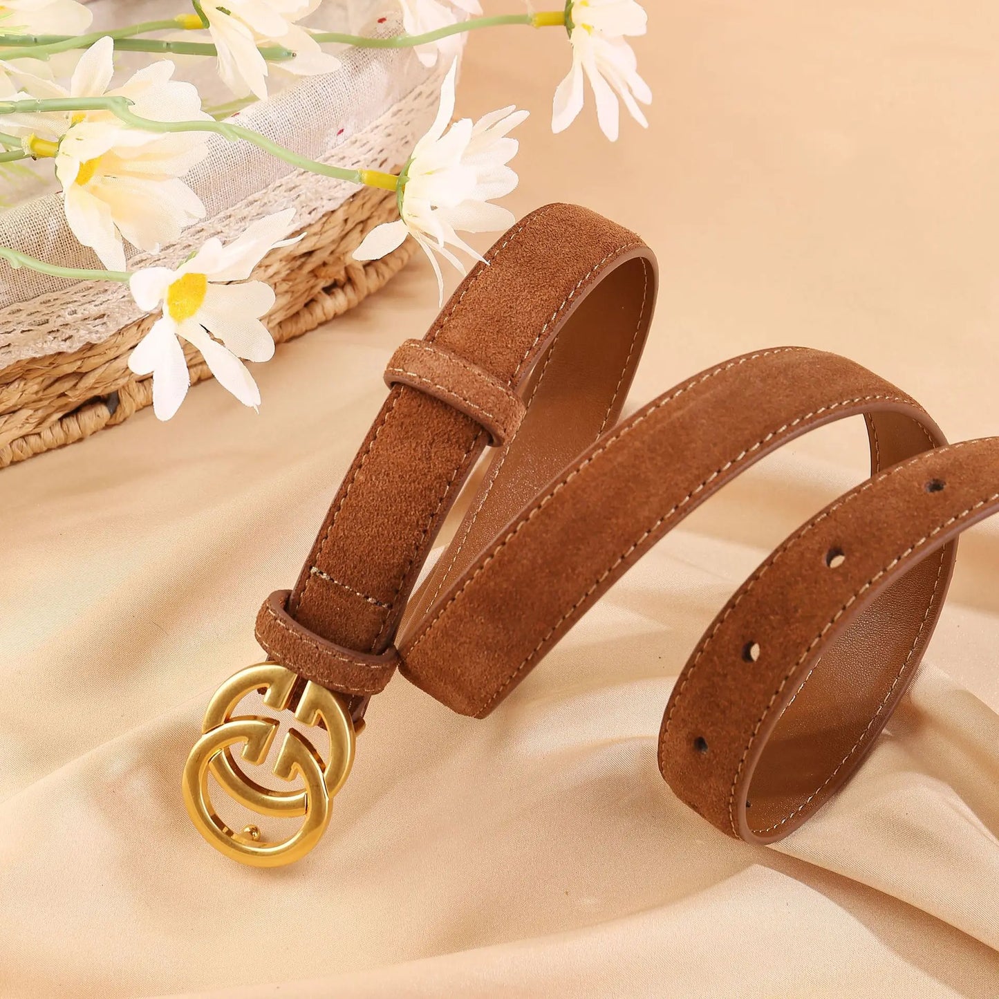 Ceinture en cuir de vache véritable noir pour femmes, boucle Double G, ceinture Slim réglable pour robes en jean et vêtements de bureau