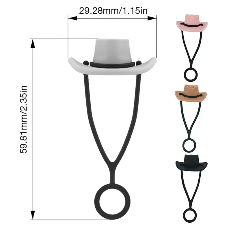 Silicone Cowboy Hat Straw Covers Caps Dustproof Cute Protector Mug Straw Tip for 30 40Oz Tumbler Water Bottle Decor Accessories