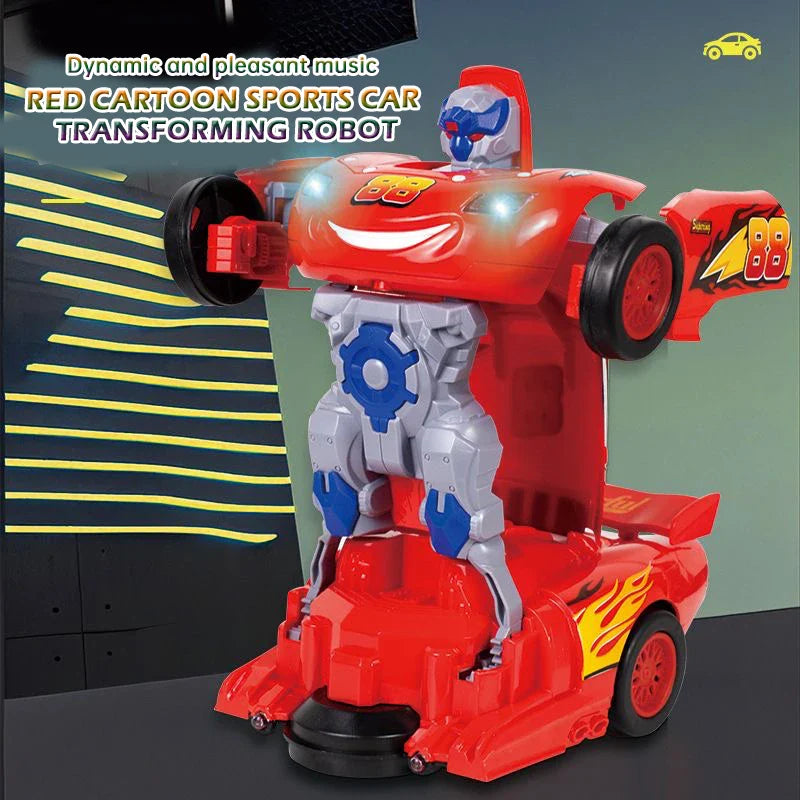 Jouet robot de course rouge pour enfants, jouet électrique, transformation automatique, son et lumière colorés, cadeau de vacances pour bébé
