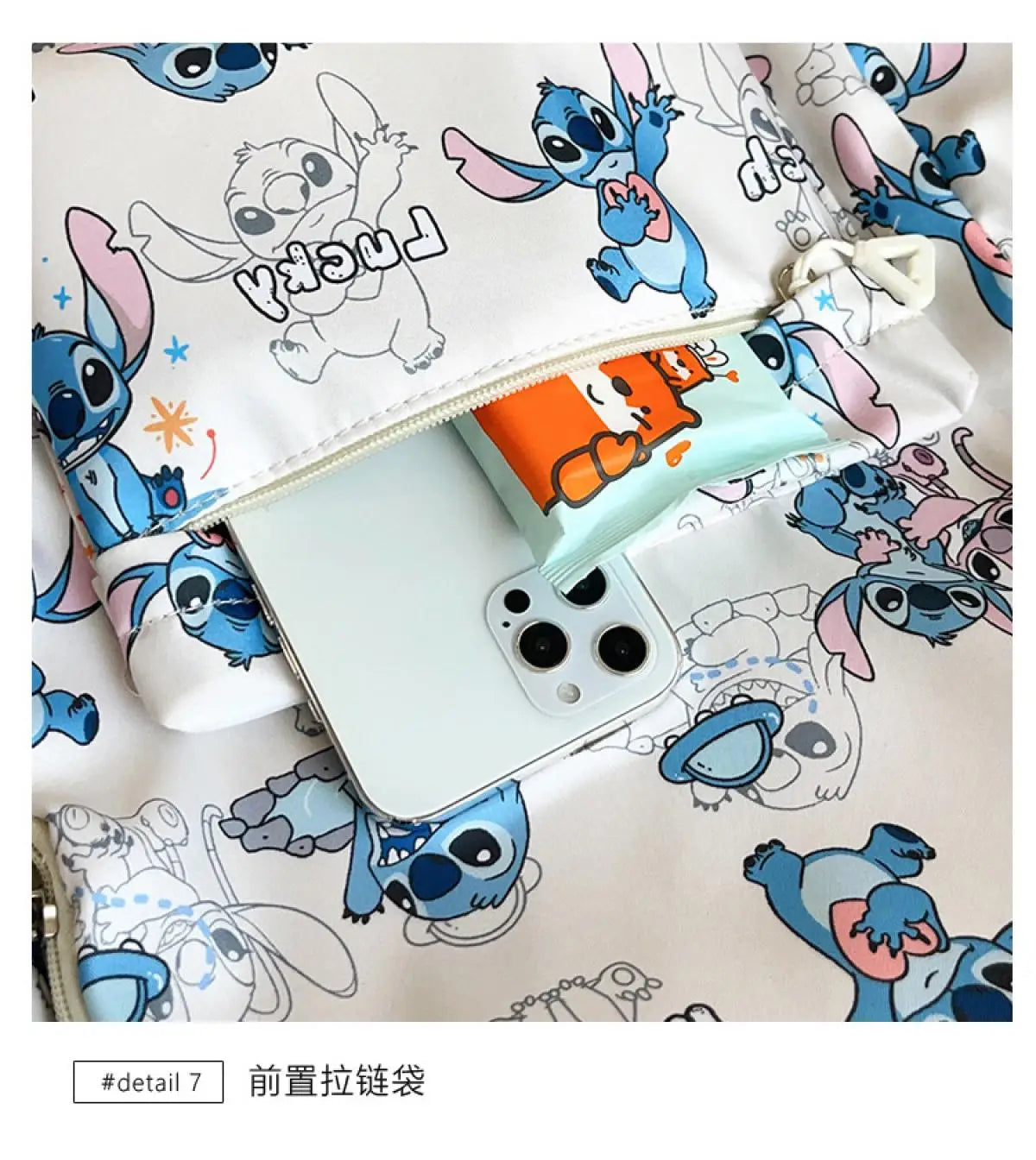 Cartoon Stitch Print Backpack Spacious Lightweight Travel Bag Waterproof School Backpack for College Students Teens Boys Girls