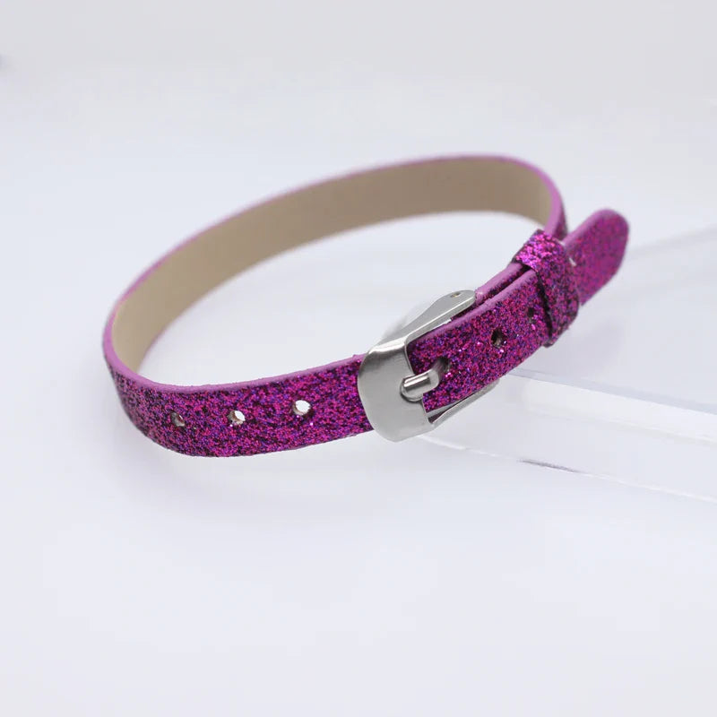 Bracelet à paillettes scintillantes, 8mm de largeur, 21cm de longueur, breloques coulissantes, lettres de l'alphabet, bijoux à bricoler soi-même, cadeau pour femmes et enfants