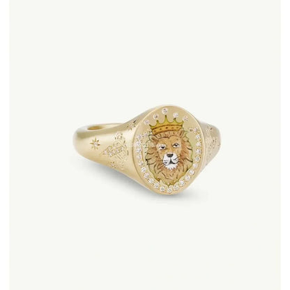 Fashionable and popular stainless steel painted ring, for Valentine's Day, Lion, Mermaid, Love, gold plated, women's jewelry, тильц®