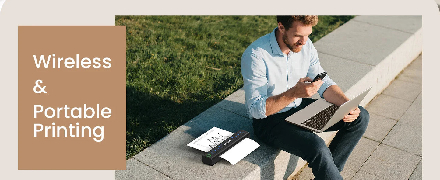 NEWYES Portable Thermal Printer Inkless Printer Wireless Connectivity Business Travel Home Education Use