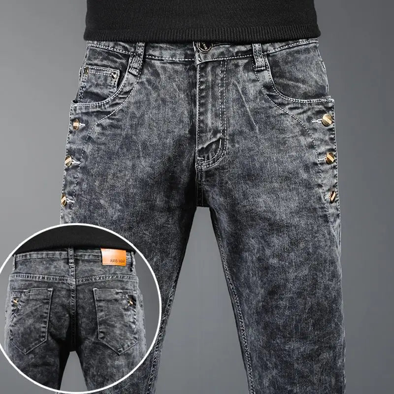 New Arrival 2024 Spring and Autumn Harajuku Italian Jeans Luxury Korean Brand Clothing Men Designer Slim Casual Jeans for Men
