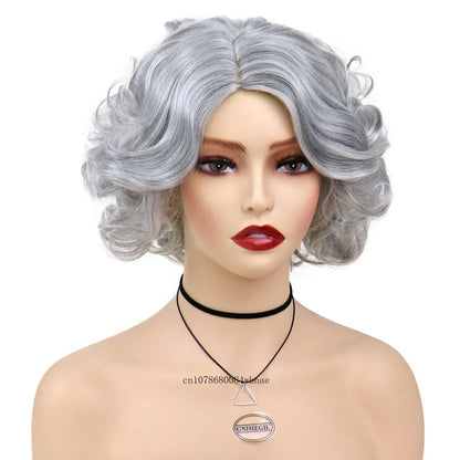 Synthetic Hair Pink Short Curly Wig for Women Big Wavy 80s Cosplay Wigs Halloween Costume Harajuku Anime Wig Natural Looking