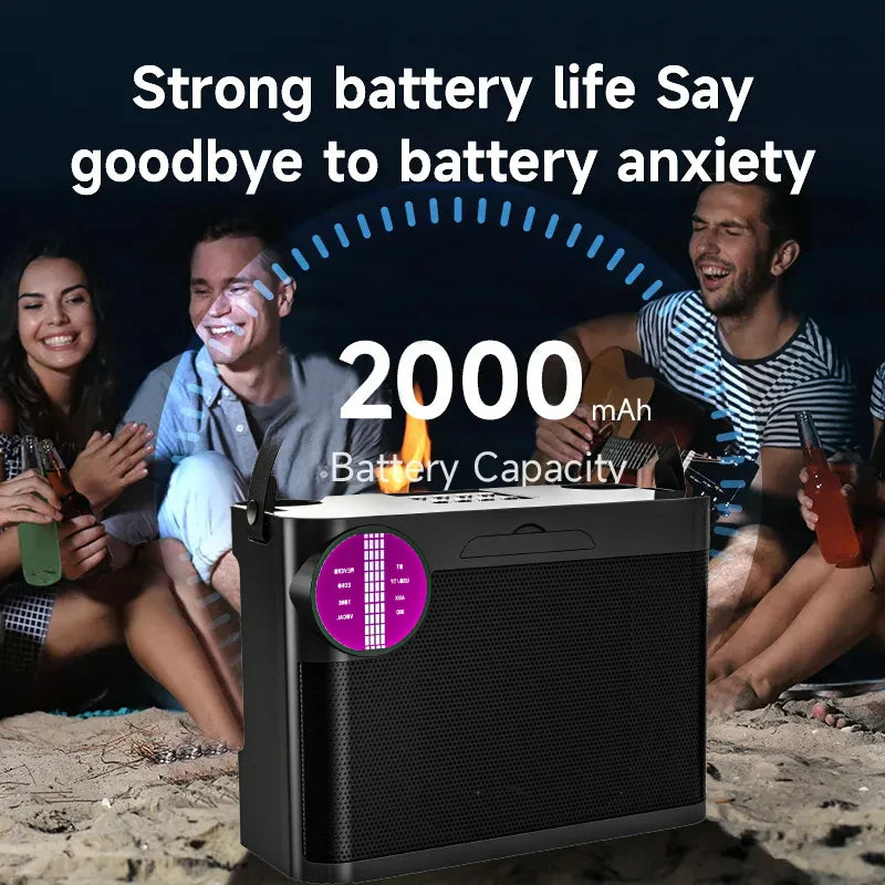 #LED Powerful Wireless Portable Dual Microphones Bluetooth 5.3 Speaker Hifi Stereo Family Party Karaoke Subwoofer Boombox gifts