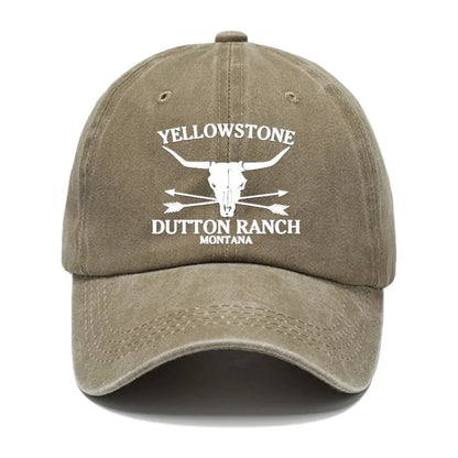 Chapeau de cowboy occidental rétro - YELLOWSTONE DUTTON Ranch casquette de baseball imprimée tête de vache brodée pour hommes et femmes