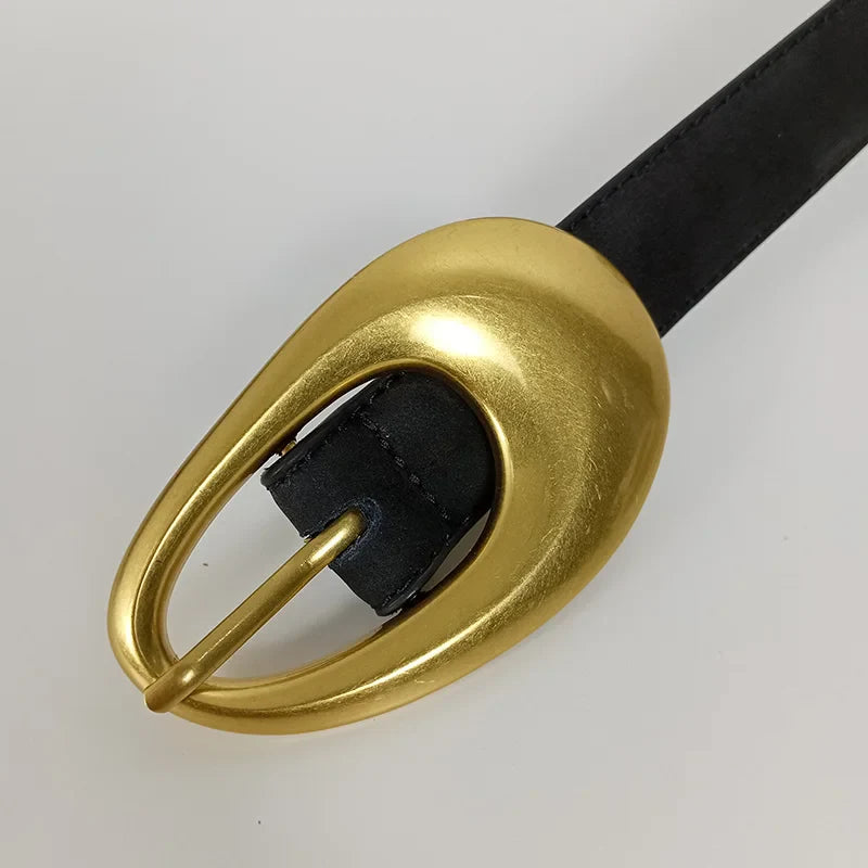 Ceinture en cuir véritable doré pour femme, ceinture de cow-girl occidentale, haute qualité, élégante, mode féminine, affaires, cerf, E27