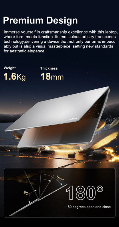Ninkear Laptop N15 Air 15.6" FHD IPS 16GB DDR4 512GB SSD Intel N95 180° flip with Fingerprint Unlock Backlit Keyboard Windows 11