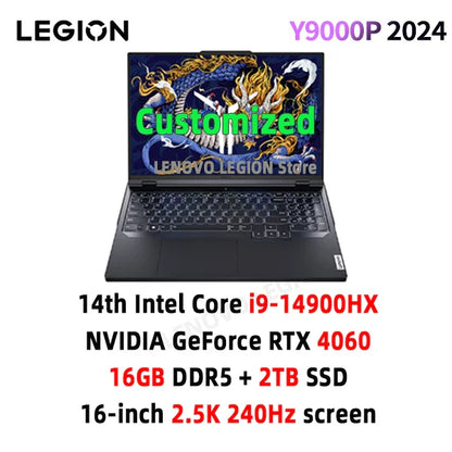 PC portable de jeu Lenovo Legion Y9000P Gaming E-Sports 2024 RTX 4060 Intel i9-14900HX 16" 16/32/64 Go de RAM 1/2 To SSD 2.5K 240 Hz