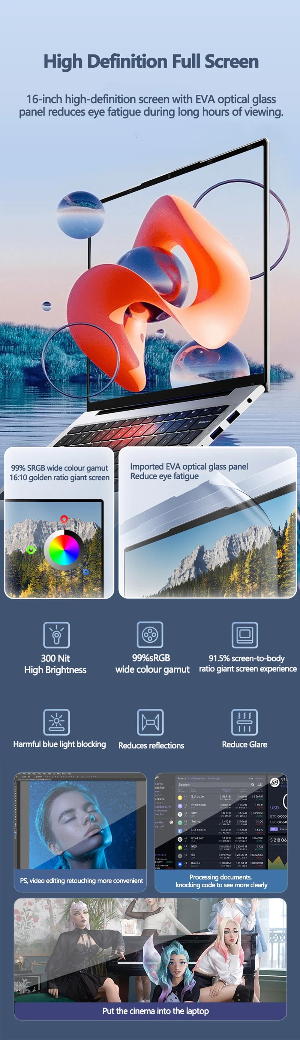 PC portable gamer 16 pouces Intel 5805 I9-11900H DDR4 Windows 11 32 Go RAM 2 To SSD HDMI Caméra HD 8 cœurs 16 threads