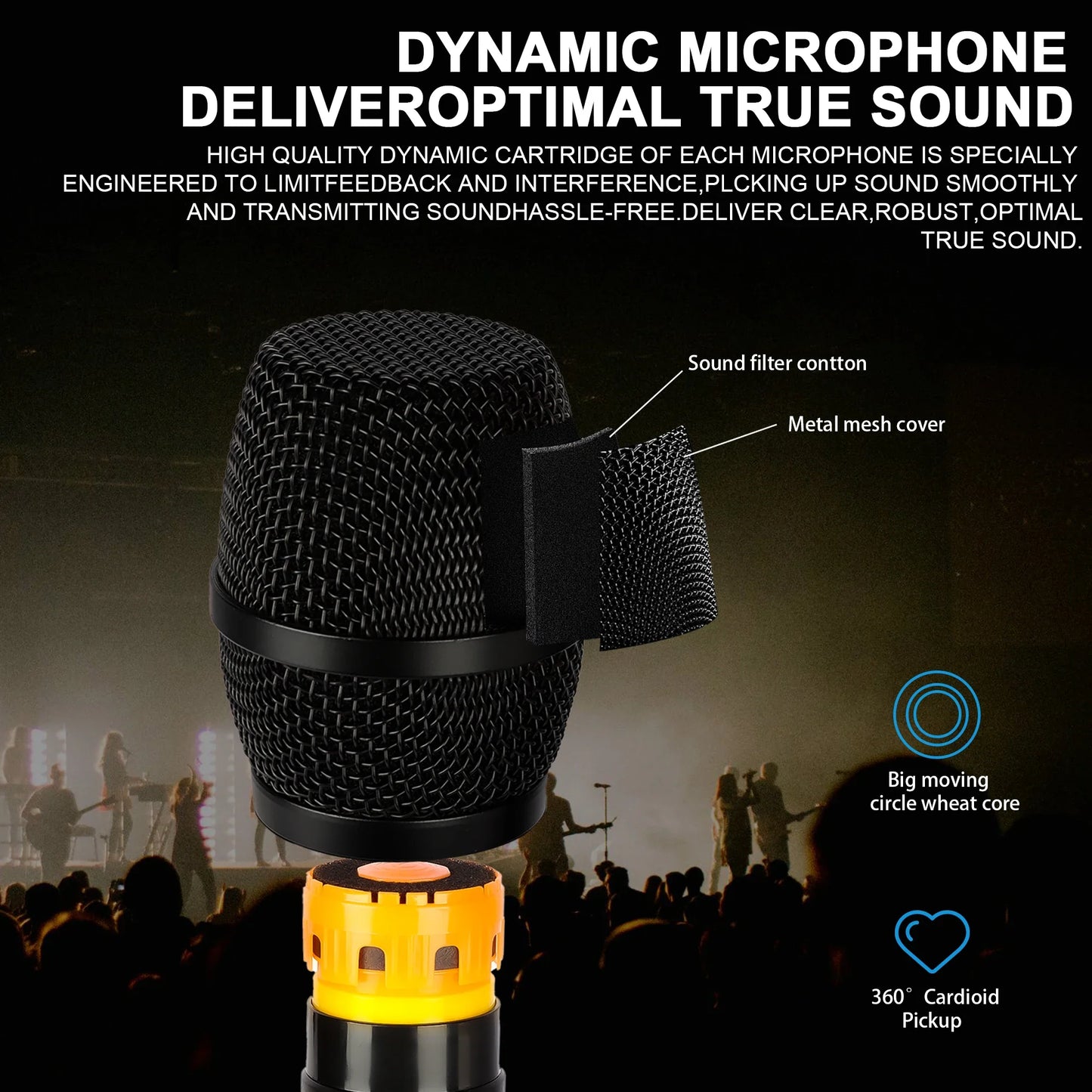 Fixed Frequency Wireless Microphone Handheld Mic for Karaoke Singing Stage Performance Home Use Stable Signal Professional Sound