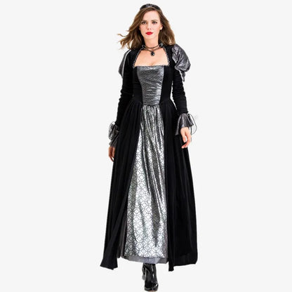 Halloween Jour des Morts Sexy Européen Médiéval Rétro Cour Gothique Reine du Poison Maléfique Vampire Costume Carnaval Fête Diable Sorcière