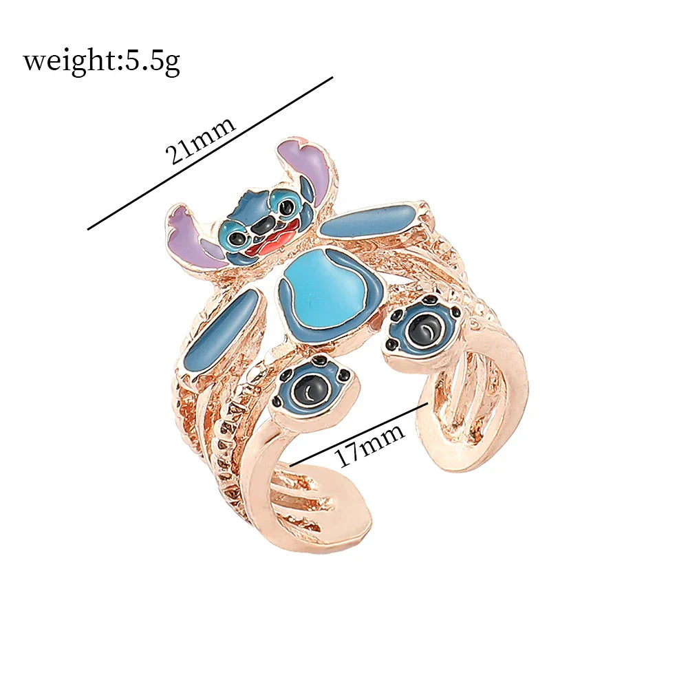 Stitchou Toys Anime Cartoon Stitchou Girls Women's Open Adjustable Finger Toys Accessories Christmas Gift