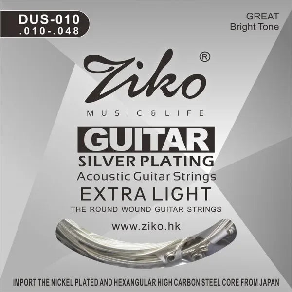 ZATM-Jeu de cordes JEParts pour instruments de musique acoustiques, plaqué argent, 6 cordes, 010 011 012