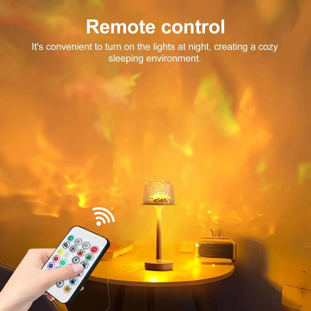 LED Night Light with Remote Control Dimmable Rechargeable LED Lamp 16 Colors Water Ripple Ambient Night Light Bedside Lamp