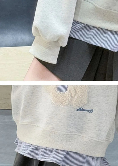 Sweat-shirt à capuche pour filles, Polo deux pièces en Faux, moyen-grand, coupe ample, haut de chiot de dessin animé, nouvelle collection printemps/automne 2025