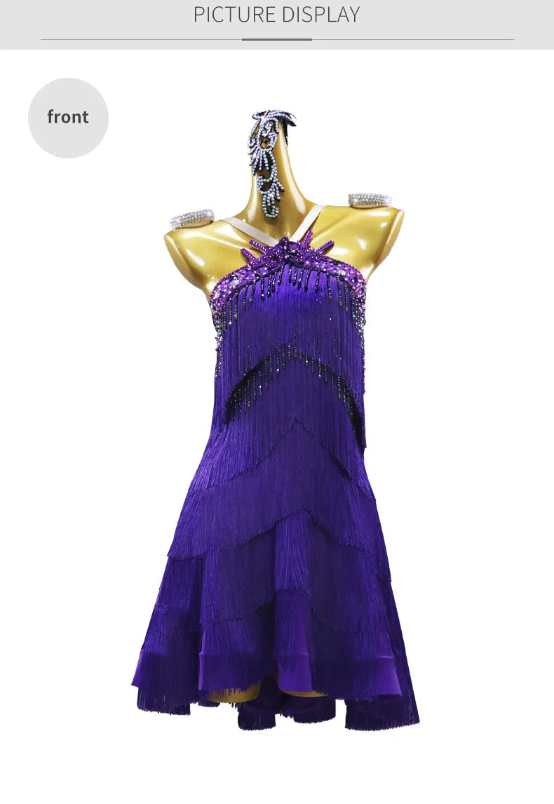 Costumes de danse latine, robe de soirée pour femme, tenue de performance de samba, compétition 2026, vêtements de bal pour adultes, tenue de danse pour filles, costume à franges sportif