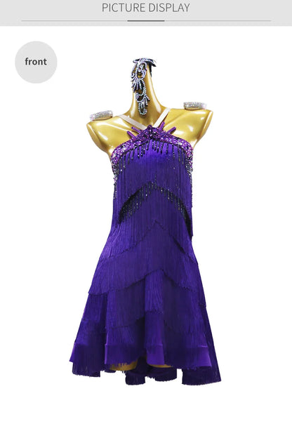 Costumes de danse latine, robe de soirée pour femme, tenue de performance de samba, compétition 2026, vêtements de bal pour adultes, tenue de danse pour filles, costume à franges sportif