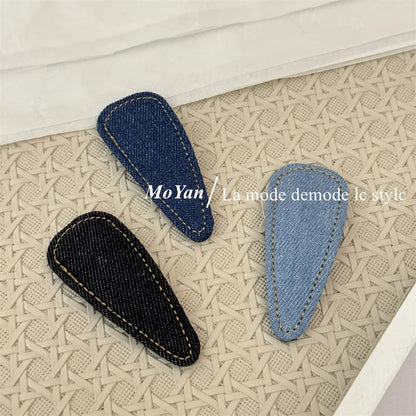 Rétro simple denim bleu haut de gamme nouvelle épingle à cheveux cheveux cassés épingle à cheveux frange BB clip tempérament polyvalent clip latéral
