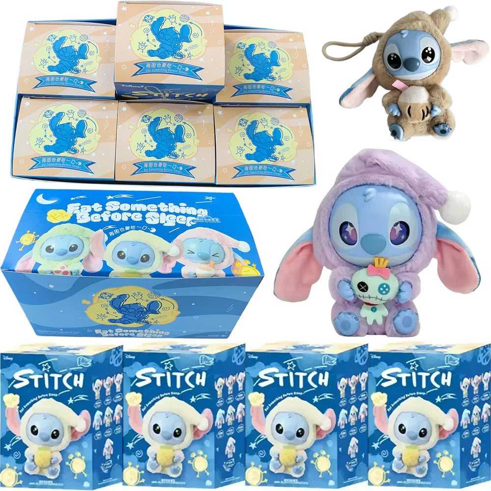 Stitch Eat Something Before Sleep Series Blind Box Plush Vinyl Toys Cute Doll Replica Mystery Box Bag Pendant Bag Decor Gift