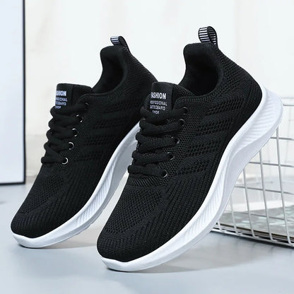 Chaussures de sport pour femmes Chaussures individuelles décontractées respirantes à semelle souple chaussures de course en maille volante d'automne