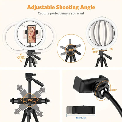 LED Selfie anneau lumineux photographie vidéo lumière RingLight support de téléphone trépied lumière de remplissage lampe à intensité variable Trepied Streaming 10 "26 cm
