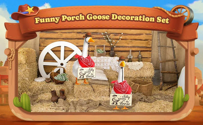 The Loose Hangings Sign Cowboy Goose Outfit with Cowboy Hat and Red Bandana for 23" Cement/Plastic Goose Outdoor Statue Patio