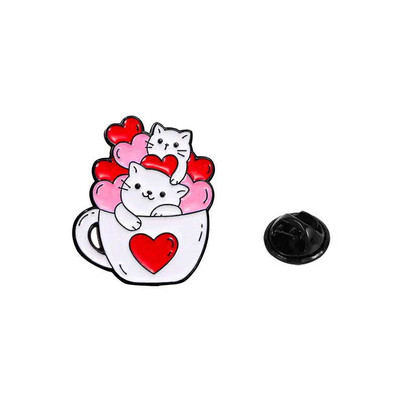 Broche en émail chat de dessin animé mignon, 4 pièces, Animal créatif, cadeau de saint-valentin, épingle à revers, Badge, sac à dos, vêtements, accessoires de chapeau