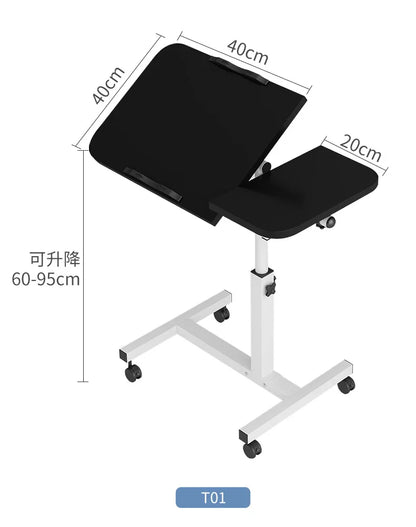 Table de lit inclinable avec roulettes, bureau de chevet réglable en hauteur, 2 ordinateurs de bureau inclinables, bureau sur pied pour ordinateur portable