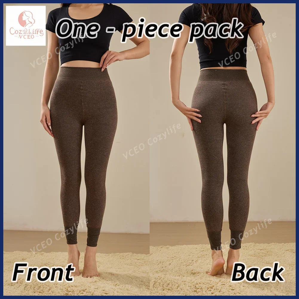 Winter Warm Fleece Lined Leggings Thickened Lounge Pants Extra Warm Heavyweight 300g Plush Fleece Thermal Leggings for Women