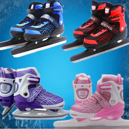 Chaussures de patins à glace extensibles, chaussures de hockey sur glace réglables, chaussures de patinage de vitesse épaisses et chaudes pour filles, garçons, femmes et hommes