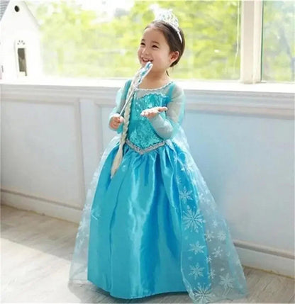 Déguisement Elsa Reine des Neiges pour Filles 2025 Nouveau Cosplay Carnaval Fête Robe de Soirée 3-10 Ans Enfants Anniversaire Bal de Promo Robe d'Été Vestidos