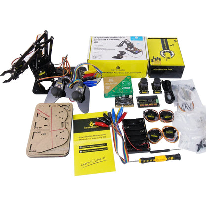 Keyestudio – Kit de bras de Robot Microbit 4DOF, pour BBC Micro:bit Stem, Kit éducatif avec programmation MakeCode/Python, 14 + adolescents