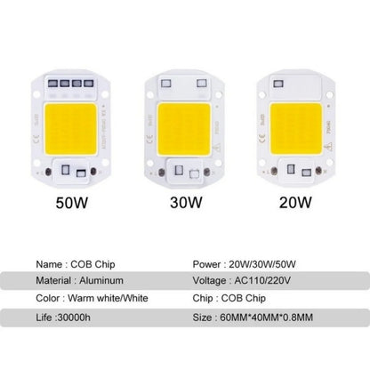 LED COB lampe perle 20W 30W 50W 220V IP65 IC intelligent pas besoin de pilote bricolage projecteur LED ampoule projecteur extérieur puce lampe plus brillante