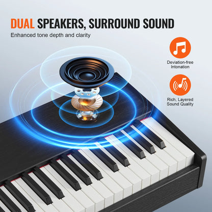 VEVOR Piano numérique, 88 touches entièrement pondérées, ensemble piano à clavier électrique portable avec double clavier, haut-parleurs, pédale de sustain, casque, Bluetooth USB MIDI, pour débutants
